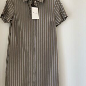 Theory Button down  Multi Ribbon Stripe dress. Size P.